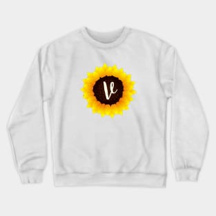 Floral Monogram V Bright Yellow Sunflower Crewneck Sweatshirt